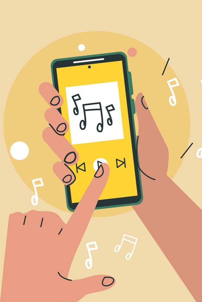 hände, die musik smartphone spielen vektor