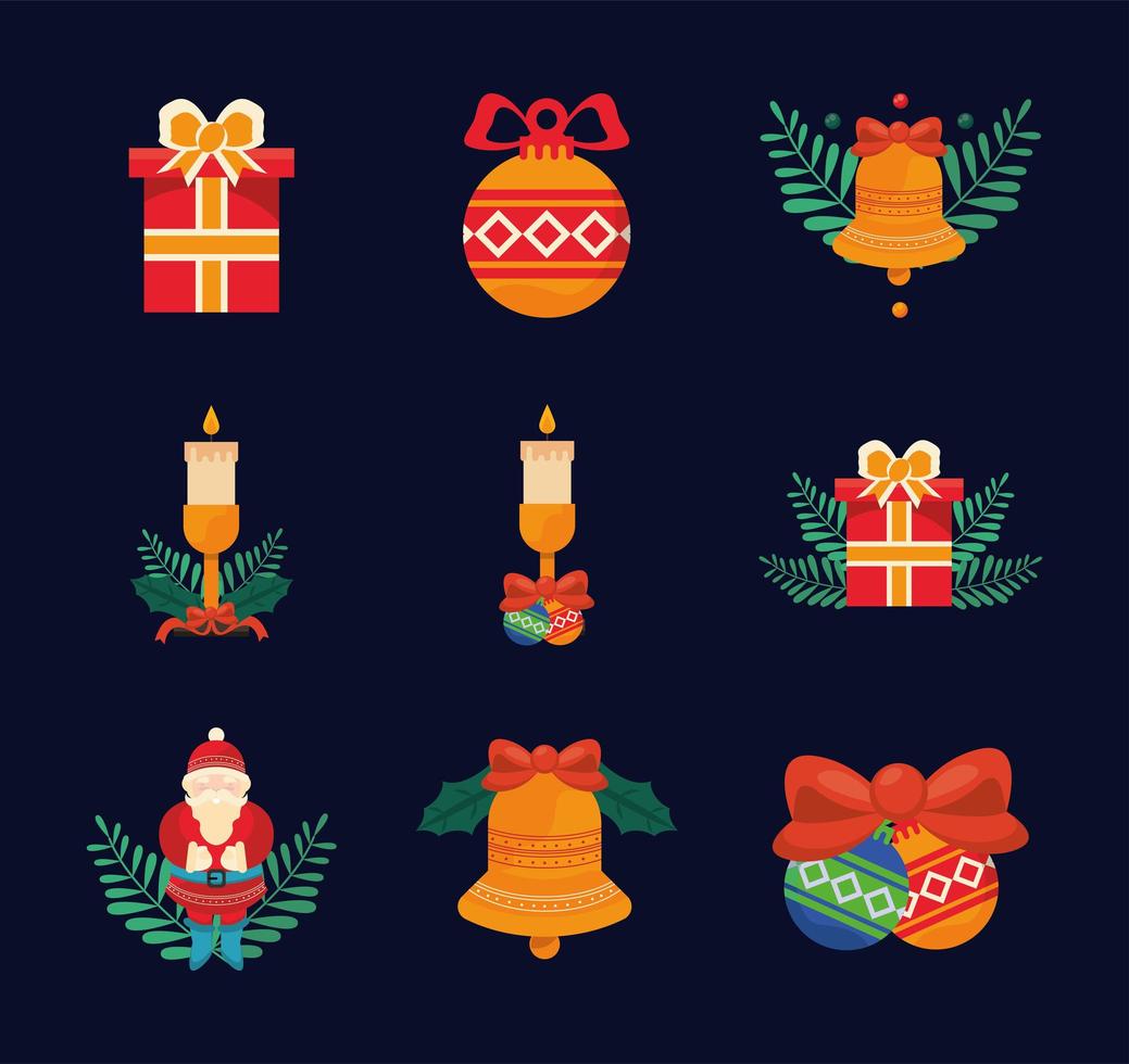 neun ikonen der frohen weihnachten vektor