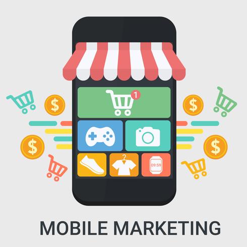 Mobiles Marketing im flachen Design vektor