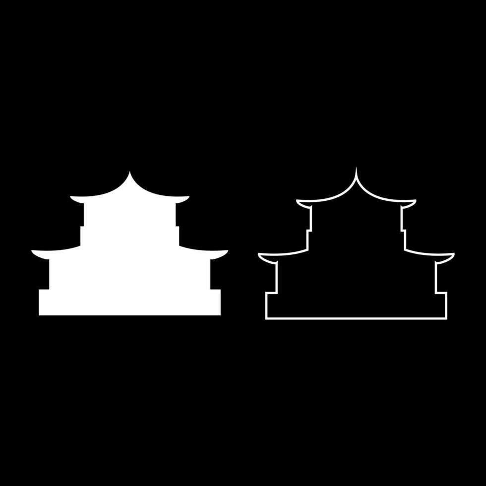 Chinesisches Haus Silhouette traditionelle asiatische Pagode japanische Kathedrale Fassade Symbol Umriss Set weiße Farbe Vektor-illustration Flat Style Image vektor