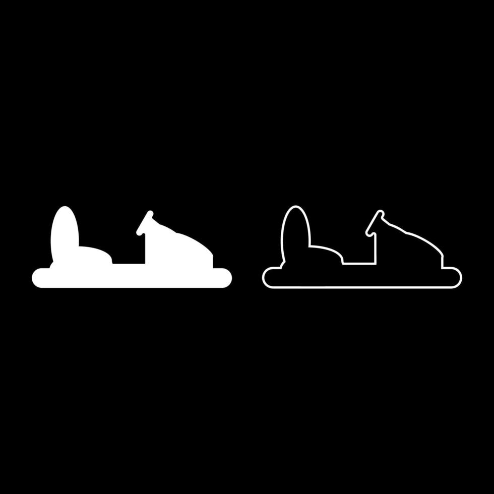 Autoscooter Silhouette elektrische Maschine für Rennstrecke Sideshow Vergnügungspark Attraktion Dodgem Icon Outline Set weiße Farbe Vektor Illustration Flat Style Image