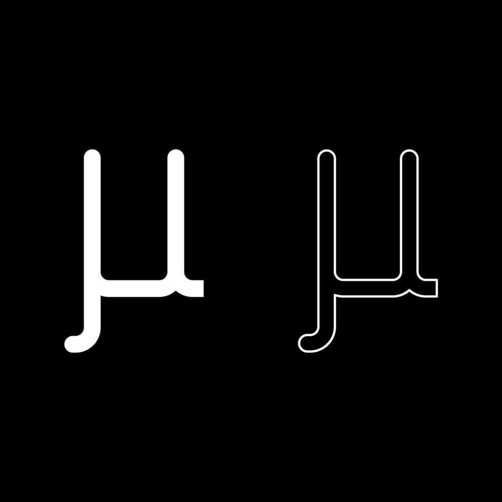 mu griechisches Symbol kleiner Buchstabe Kleinbuchstaben Schriftart Symbol Umriss Set weiße Farbe Vektor Illustration Flat Style Image