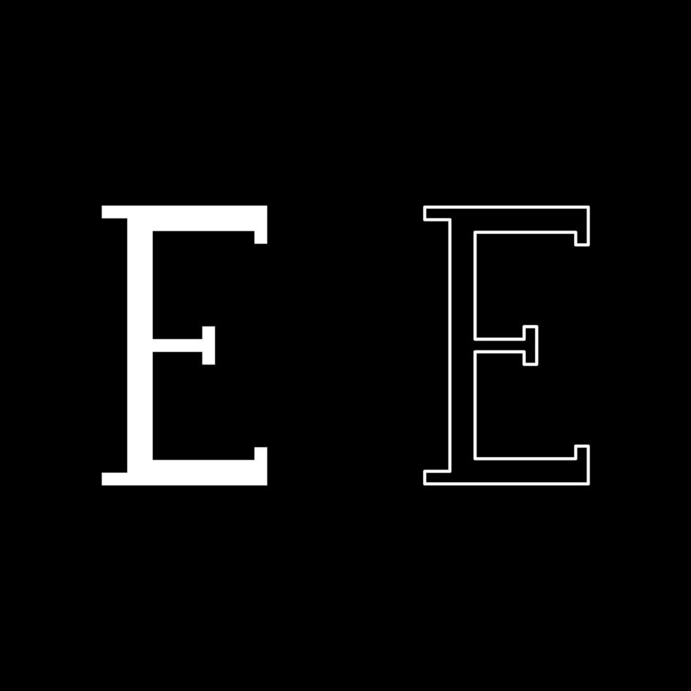 Epsilon griechisches Symbol Großbuchstabe Großbuchstaben Schriftart Symbol Umriss Set weiße Farbe Vektor Illustration Flat Style Image