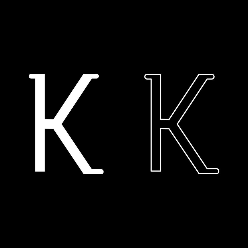 Kappa griechisches Symbol kleiner Buchstabe Kleinbuchstaben Schriftart Symbol Umriss Set weiße Farbe Vektor Illustration Flat Style Image