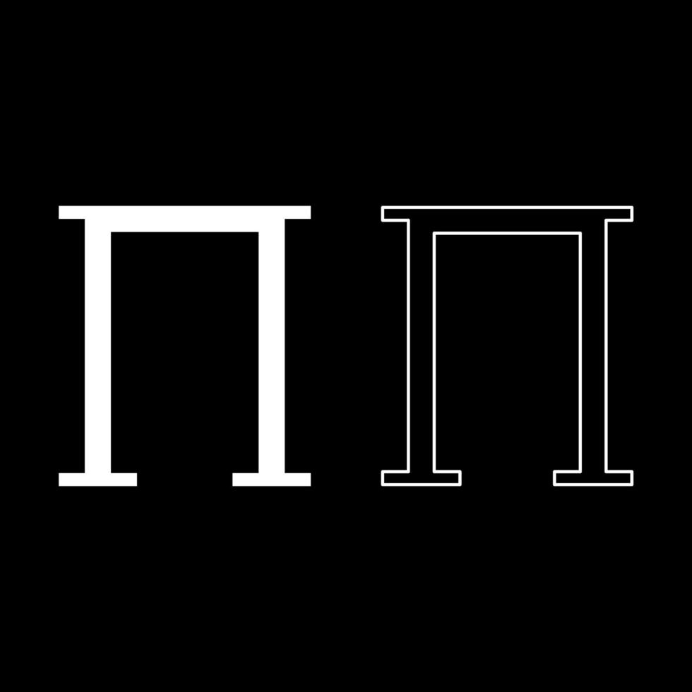 pi grekisk symbol versaler versaler teckensnitt ikon disposition uppsättning vit färg vektor illustration platt stil bild