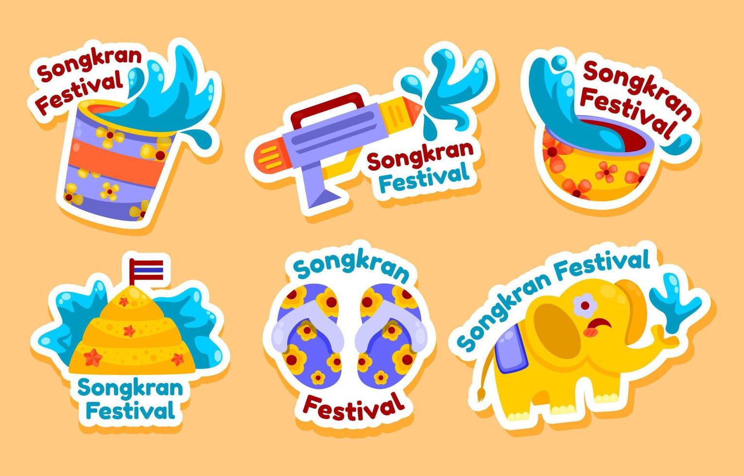 songkran festival sticker set konzept vektor