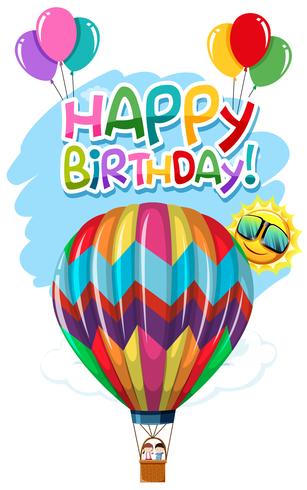 Varmluftsballongfödelsedagskort vektor