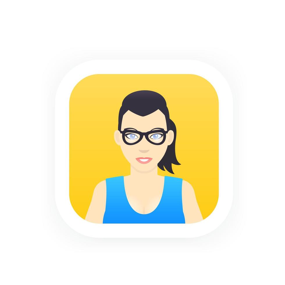 Avatar-Symbol im flachen Stil, Cartoon-Mädchen mit Brille, Vektorillustration vektor