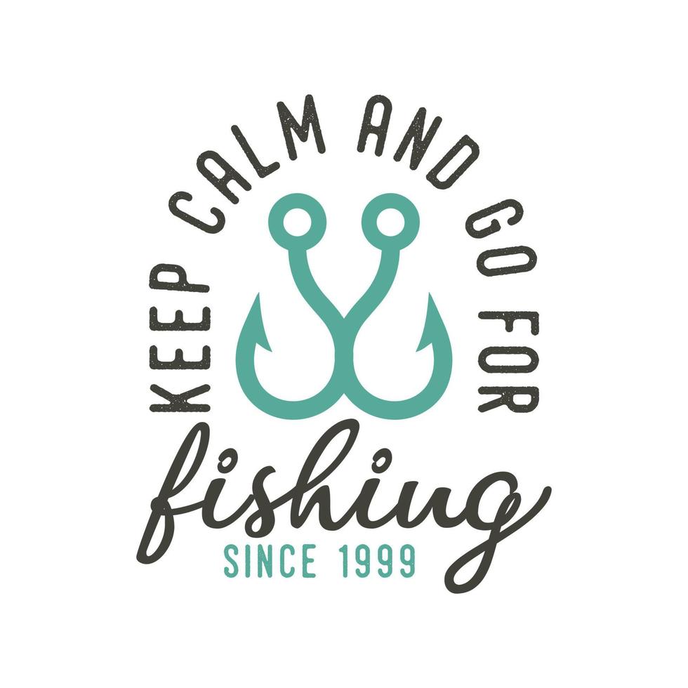 behåll lugnet och fiska vintage typografi retro fiske slogan t-shirt designillustration vektor