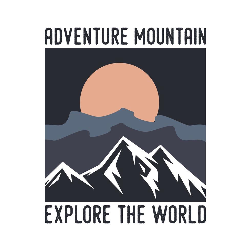 Abenteuerberg erkunden die Vintage Typografie der Welt retro Berg Camping Wanderslogan T-Shirt Design Illustration vektor