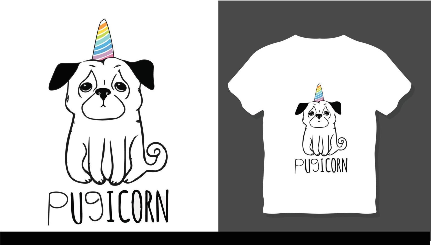 Hunde- und Mops-Liebhaber-Icon-T-Shirt-Design vektor