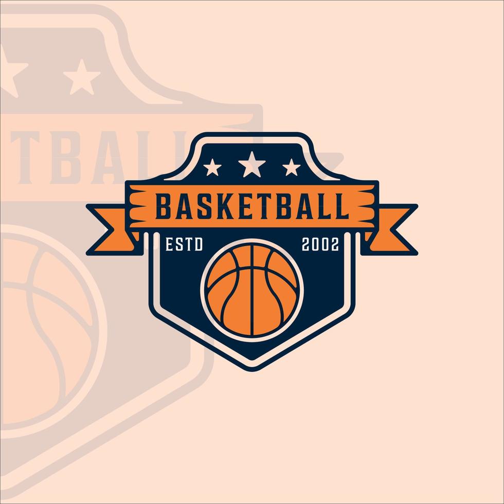 Basketball-Logo modernes Vintage-Vektor-Illustrationsvorlagen-Symbol-Grafikdesign. sportzeichen oder symbol für team- und clubligawettbewerb mit abzeichen und typografie vektor