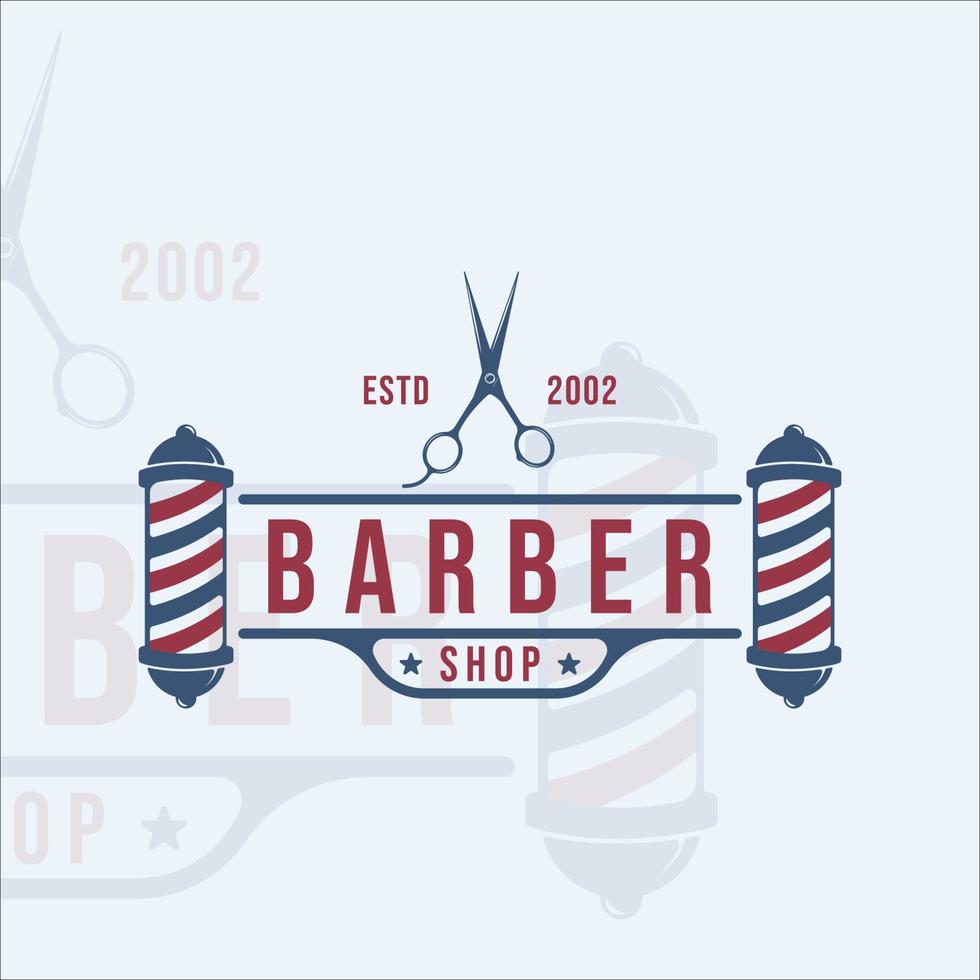 Barber Shop Logo Vintage Vektor Illustration Vorlage Symbol Grafikdesign. Scherensymbol für Geschäfte im Retro-Stil
