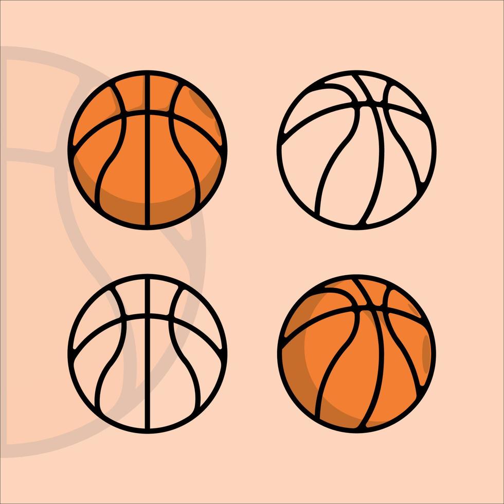 Satz von Basketball Symbol Vektor Logo Umriss Illustration Vorlage Grafikdesign. Bundle-Sammlung von Sport für Vereins- oder Mannschaftszeichen und -symbole