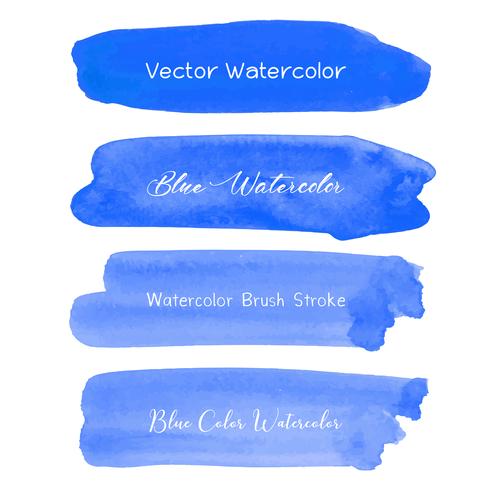 Blå pensel stroke akvarell på vit bakgrund. Vektor illustration.