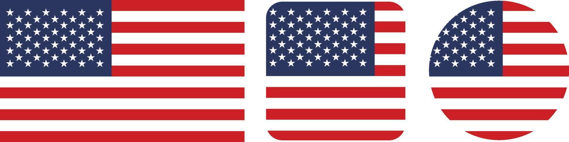 Flaggensymbol der Vereinigten Staaten von Amerika. Web-Icon-Set. Icons Sammlung flach. einfache Vektorillustration. vektor