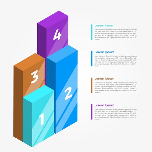 Flat Färgrik 3D Infographic Vector Mall