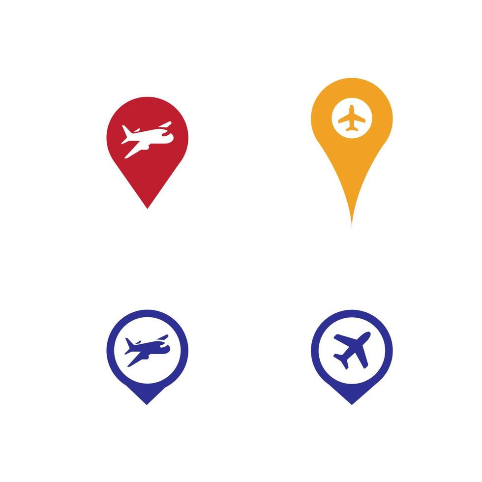 kartenzeiger mit flugzeug icon.map pointer.vector illustration vektor