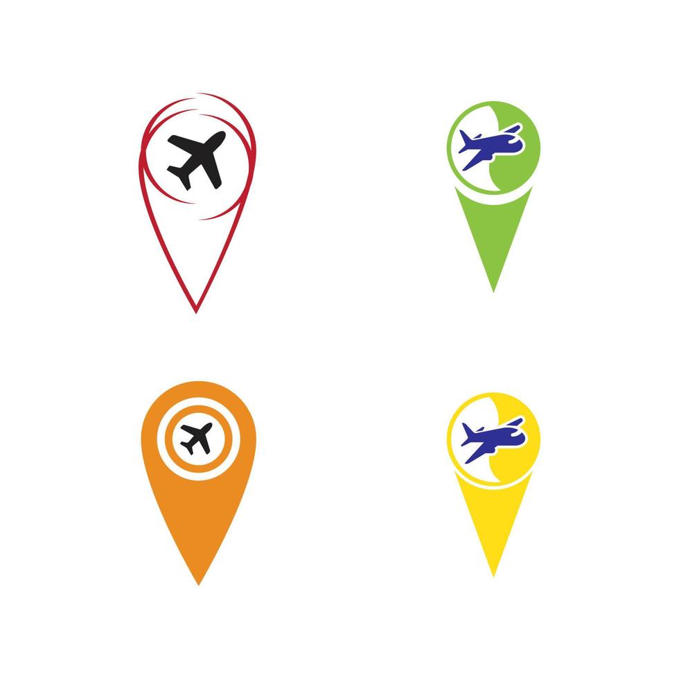 kartenzeiger mit flugzeug icon.map pointer.vector illustration vektor