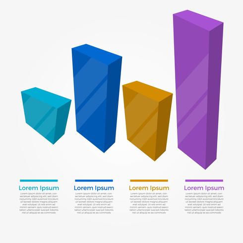 platt 3d barer infografiska element vektor mall