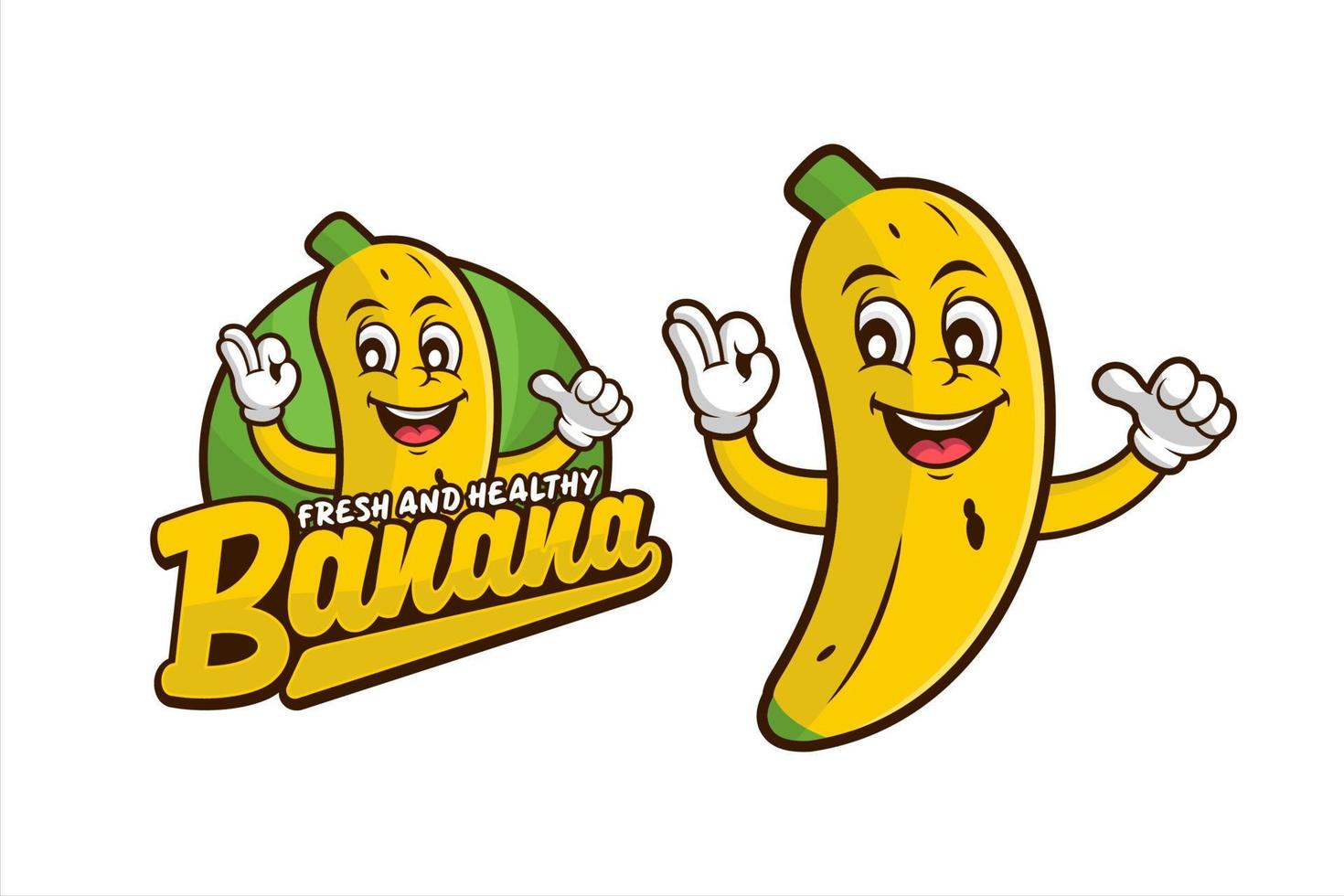 Banane frisches und gesundes Design-Logo vektor