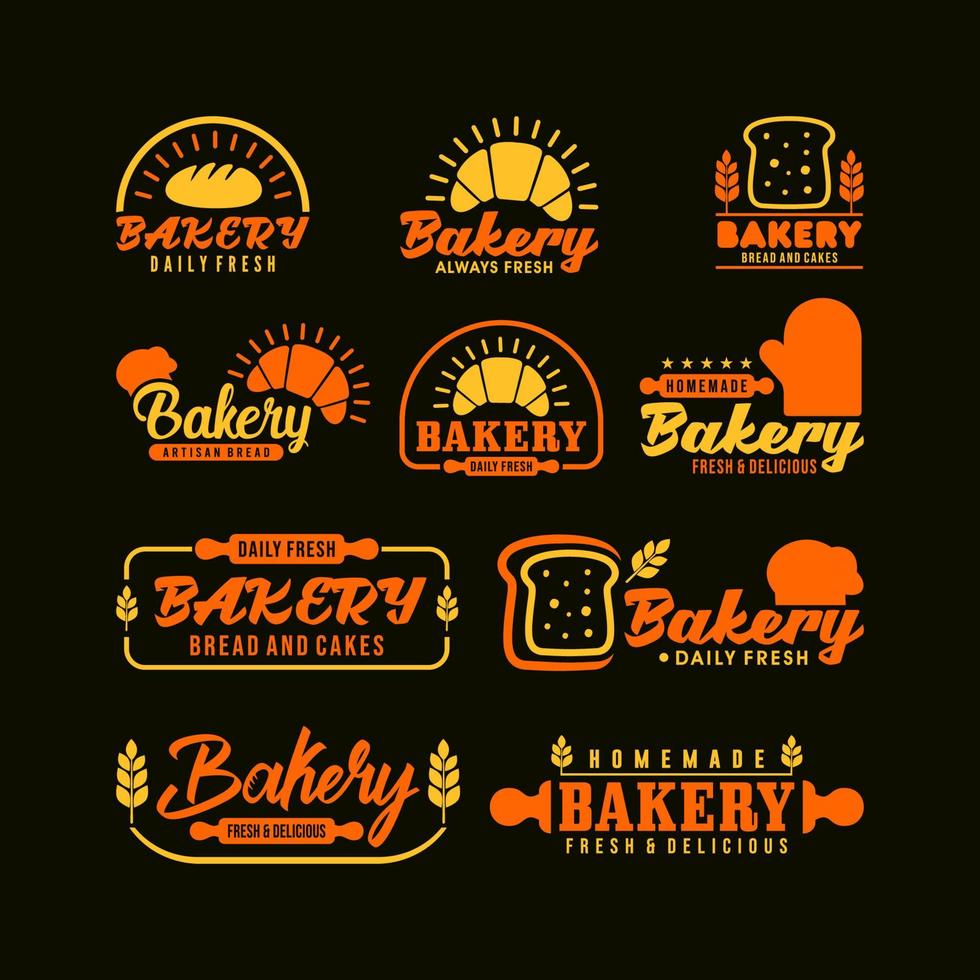 logotyp tio bageributiksemblemsamlingar vektor