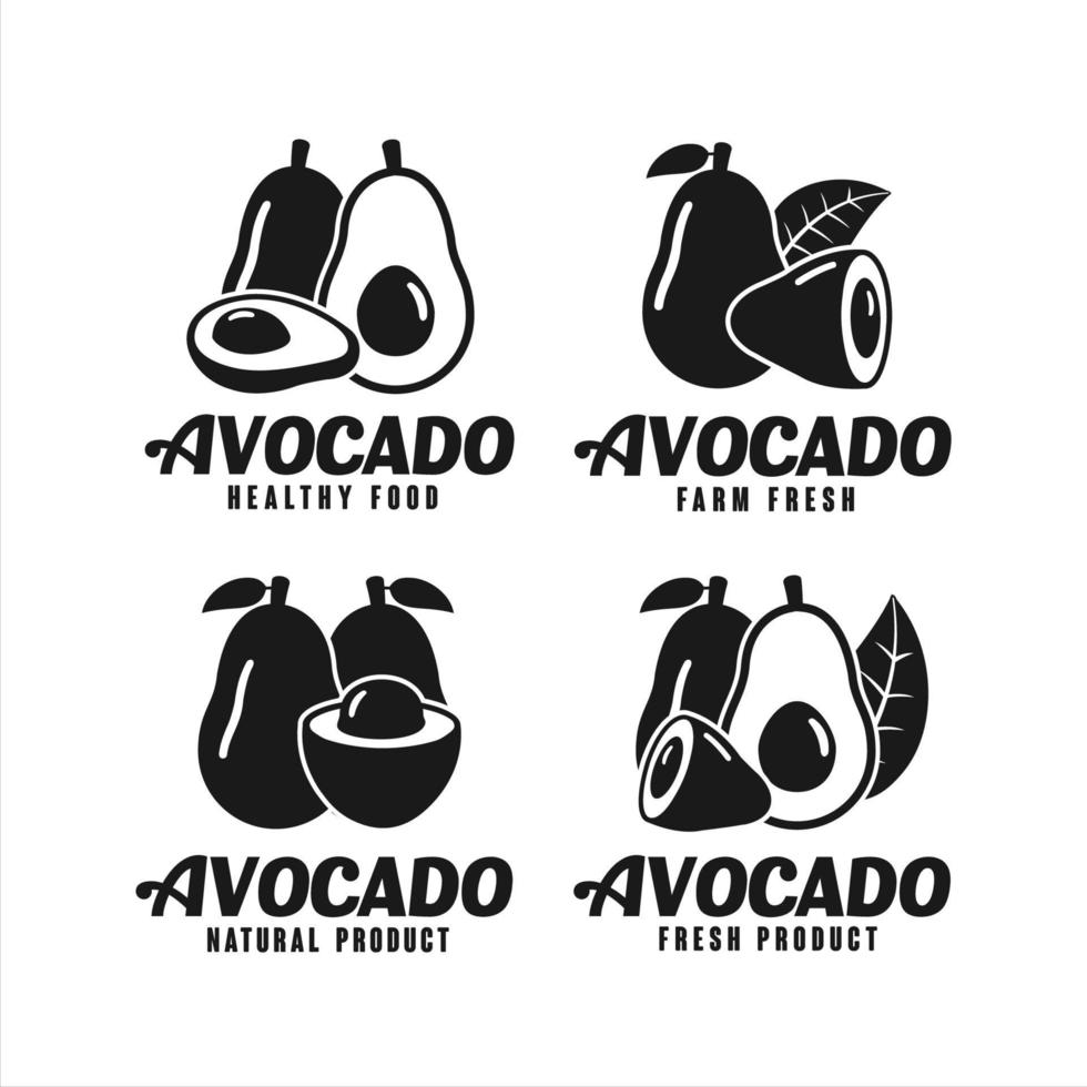 Avocado-Naturprodukt-Vektor-Design-Logo-Sammlung vektor