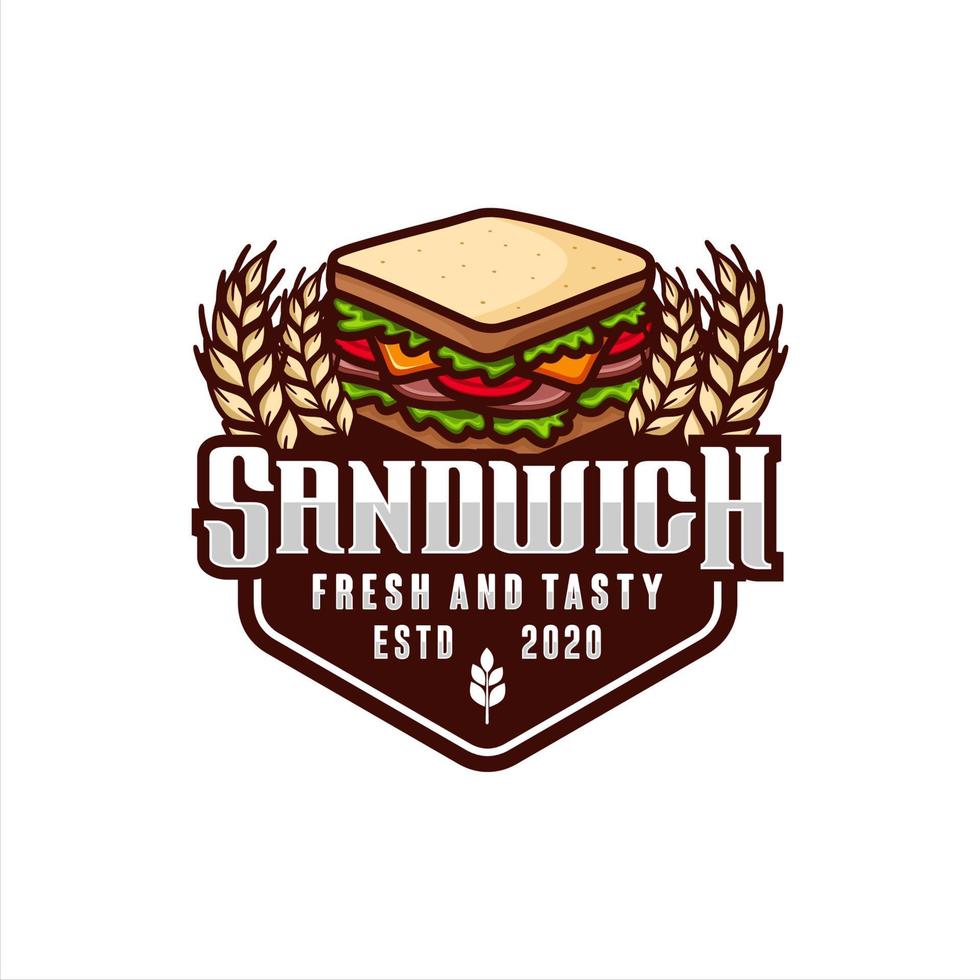 Sandwich frisches und leckeres Vektordesign-Logo vektor