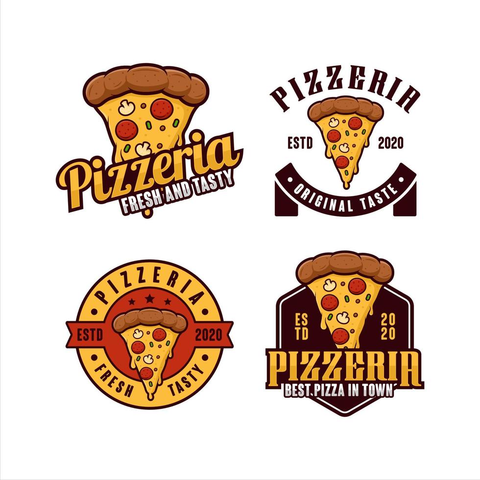 pizzeria badge vektor design logotyp samling