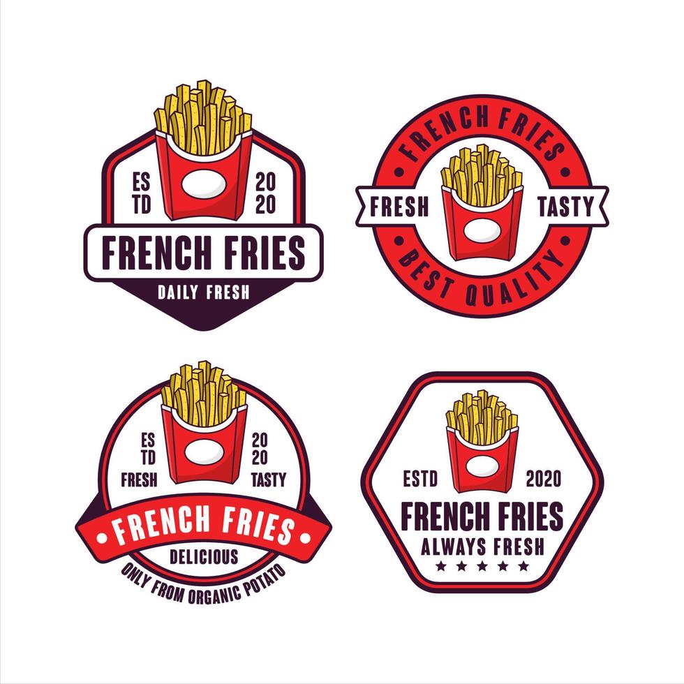 Pommes-Frites-Abzeichen-Design-Logo-Sammlung vektor