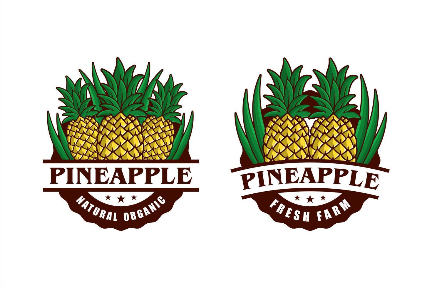 ananas naturlig organisk fram färsk badge design vektor