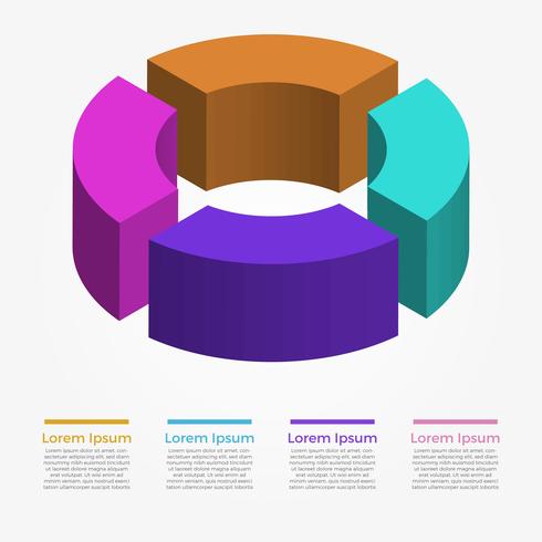 platt 3d cirkel infographic element vektor mall