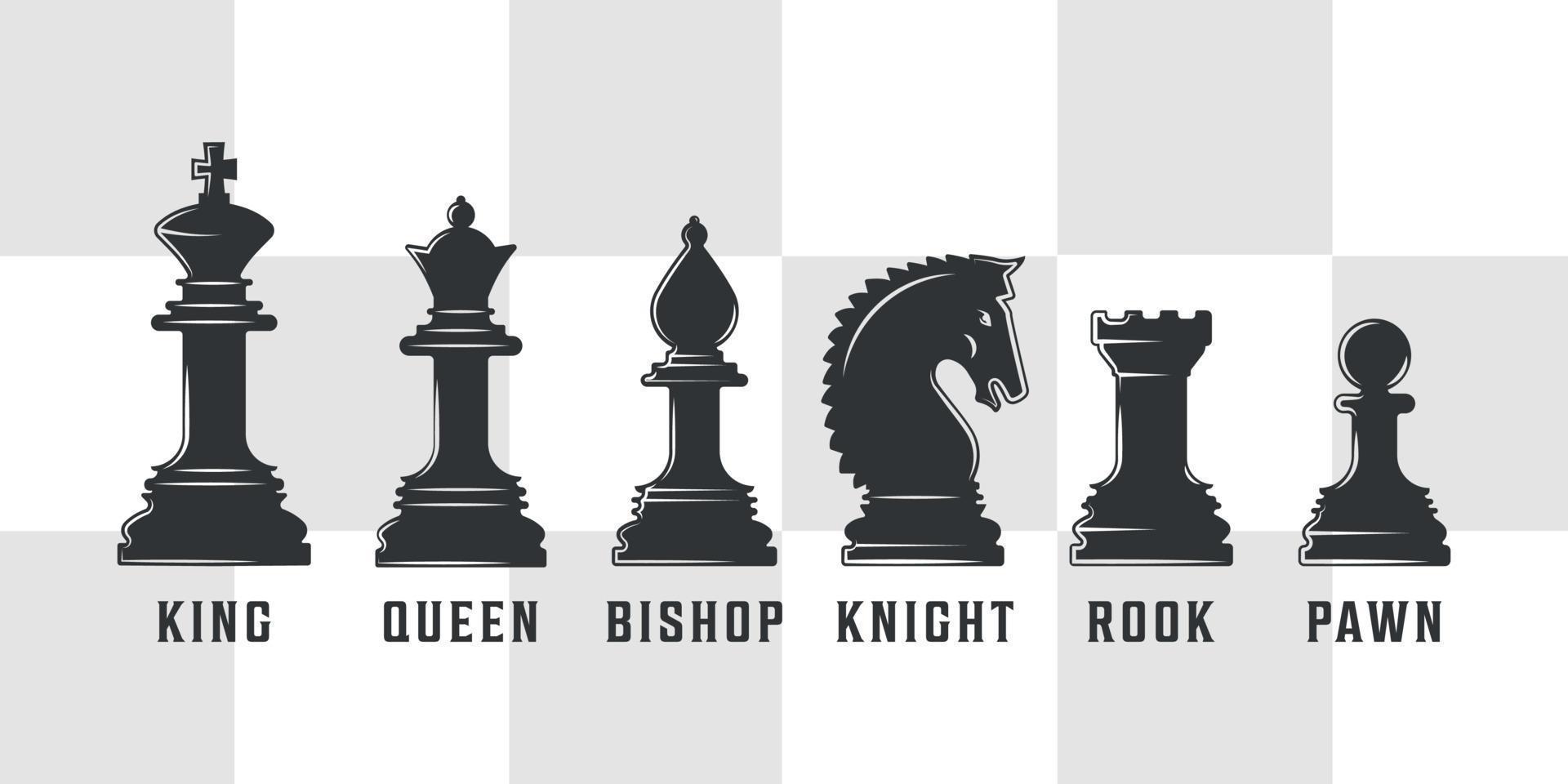 uppsättning silhuetter schackpjäs vektor illustration mall ikoner grafisk design. bunt samling isolerade schack ikon
