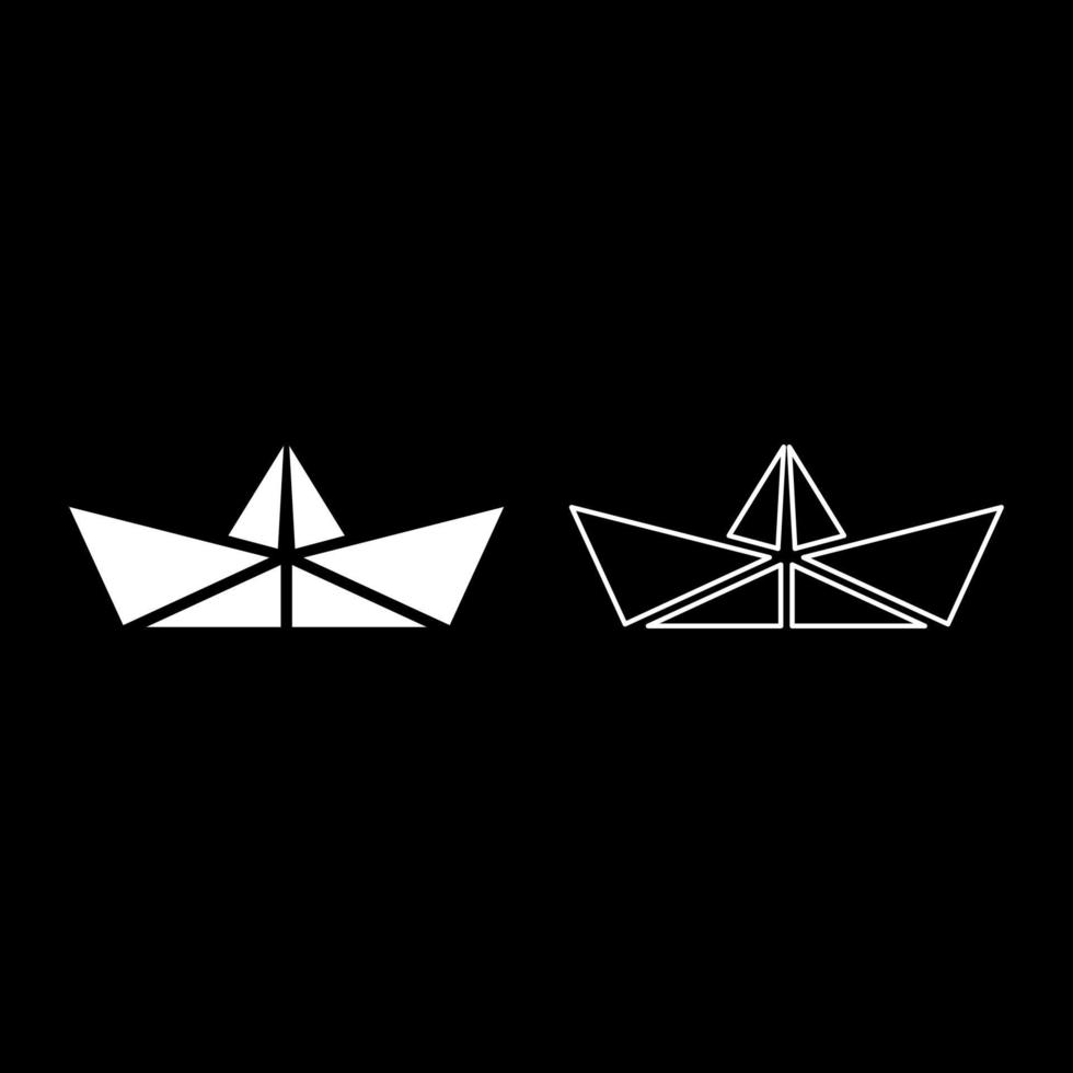 papper fartyg båt origami ikon vit färg vektor illustration platt stil bilduppsättning