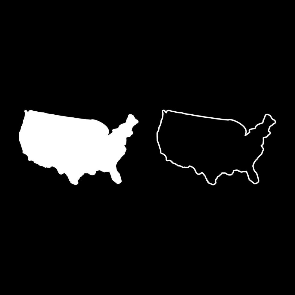 Karte von Amerika Vereinigte Staaten usa Symbol Farbe weiß Vektor Illustration Flat Style Image Set