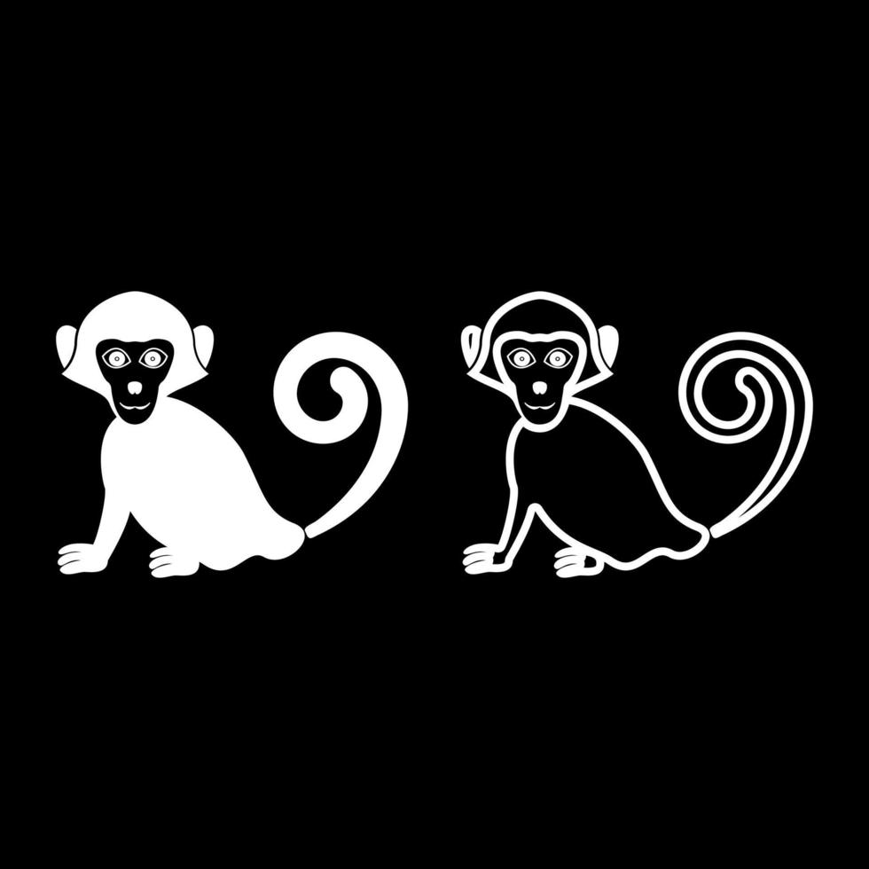 Monkey Icon Set weiße Farbe Abbildung Flat Style simple Image vektor