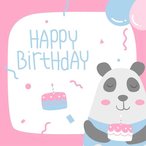 Grattis på födelsedagen Animal Panda Cartoon Greeting vektor