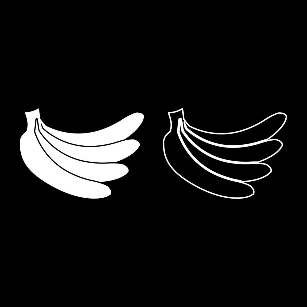 Haufen Bananen Symbol Farbe weiß Vektor Illustration Flat Style Image Set