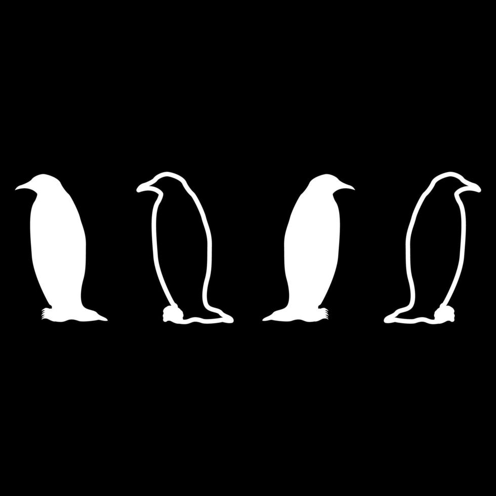 pingvin ikonuppsättning vit färg illustration platt stil enkel bild vektor
