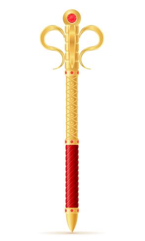 König Royal Golden Sceptre Symbol der Staatsmacht Vektor-Illustration vektor