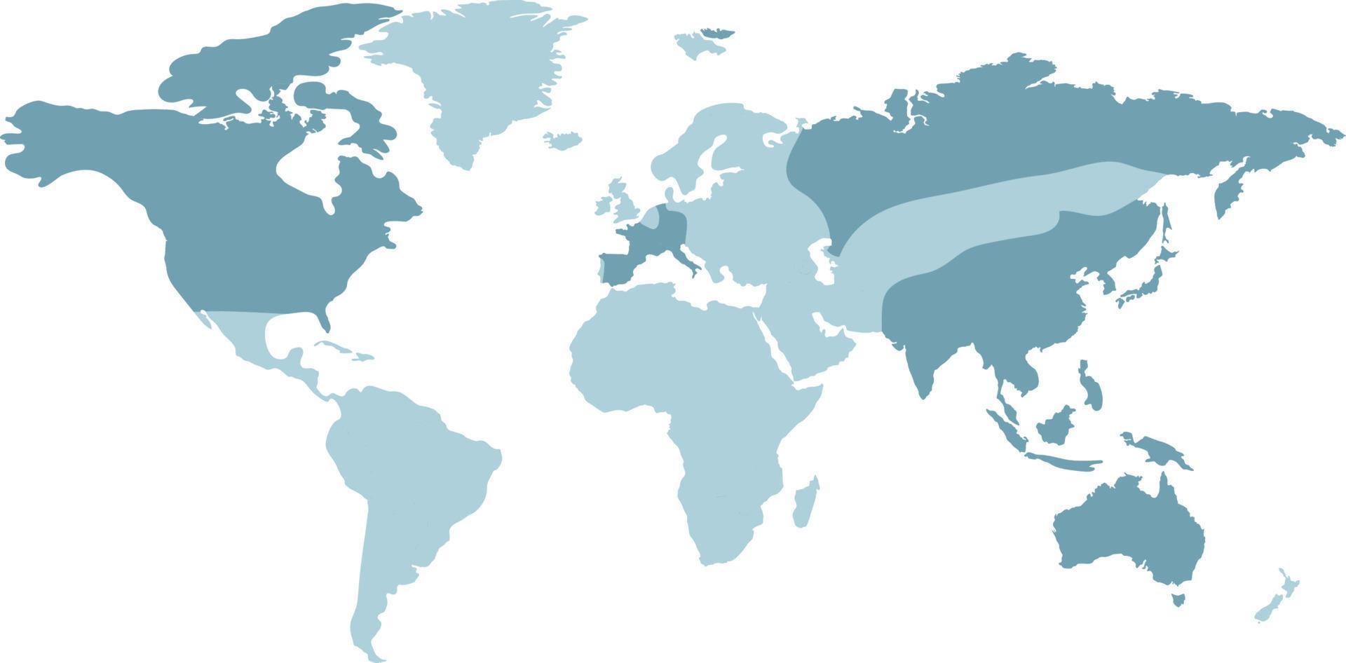 Weltkartenvorlage mit Kontinenten, Nord- und Südamerika, Europa und Asien, Afrika und Australien vektor