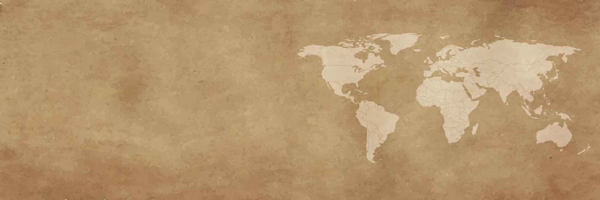 Weltkarte auf braunem Hintergrundbanner vektor