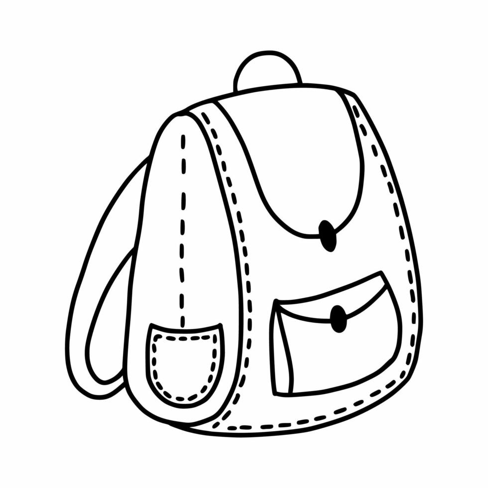 skolryggsäck. vektor ikon med doodles. reseväska.