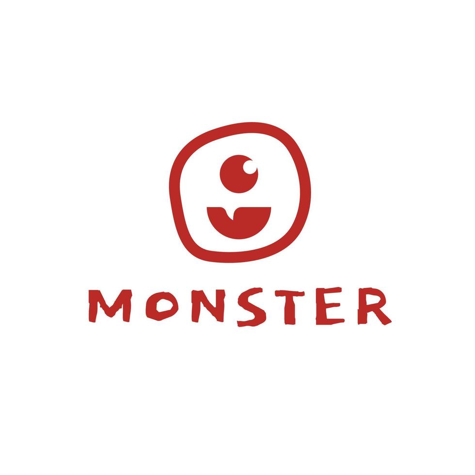 söt monster monoline logotyp koncept. vektor illustration