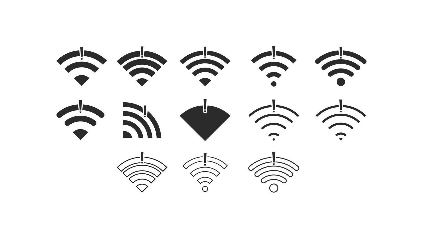 satz ohne drahtlose verbindungen kein wifi symbol zeichen vektor schwarze farbe