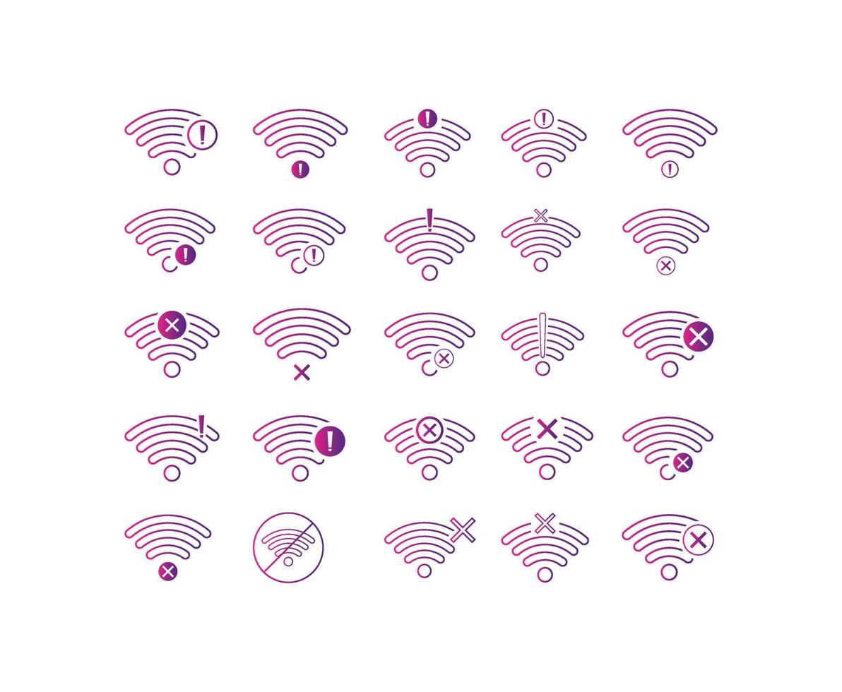 satz ohne drahtloses netzwerk zeichen symbol symbol verlaufsfarbe vektor