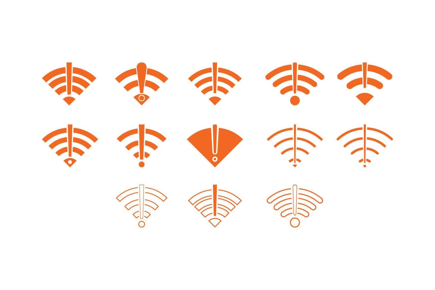 uppsättning av inga trådlösa anslutningar ikon tecken vektor orange färg