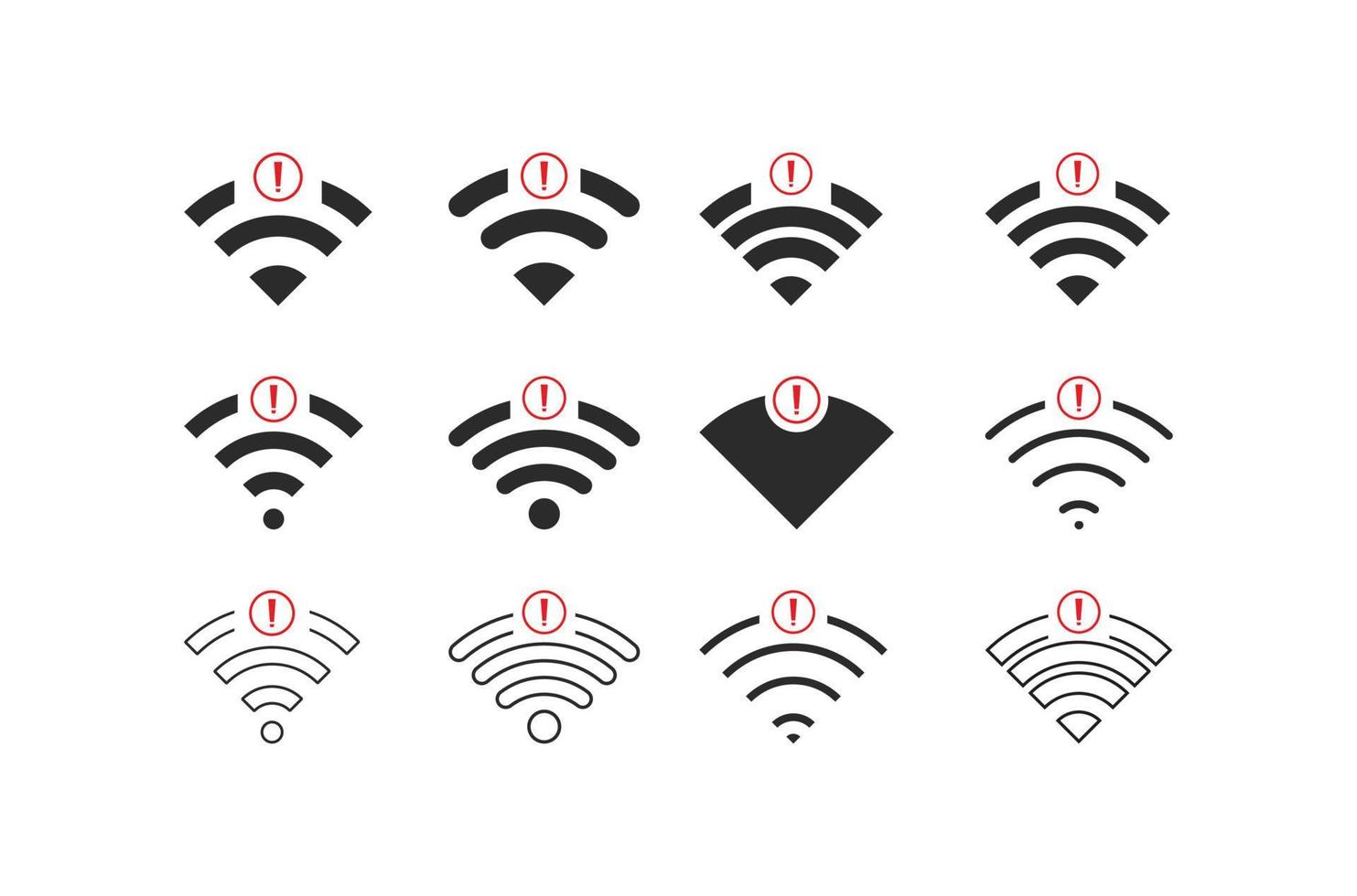 satz ohne drahtlose verbindungen kein wifi symbol zeichen vektor schwarze farbe