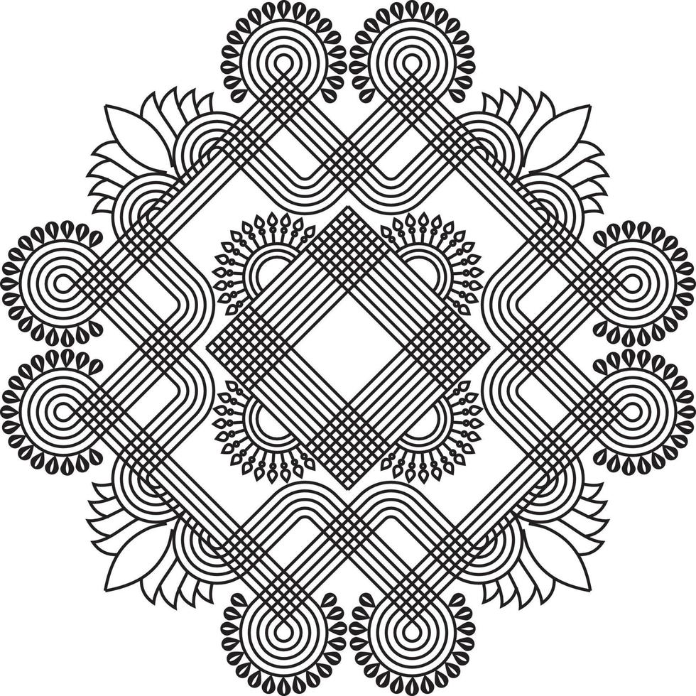 indische traditionelle und kulturelle Rangoli-, Alpona-, Kolam- oder Paisley-Vektorgrafiken. bengalische Kunst Indien. für Textildruck, Logo, Tapete vektor