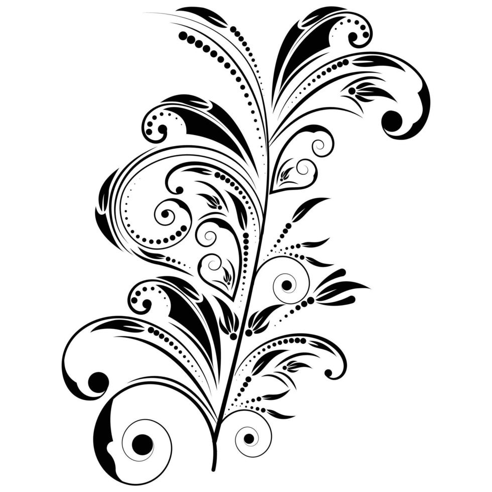 blommig utsmyckning med virvlar i retrostil för design. jpeg-version finns också i galleriet vektor
